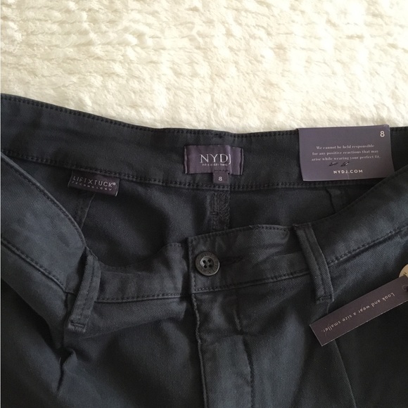NYDJ black women petite cotton pants size 8 NWT $119 Lift Tuck - Picture 11 of 12